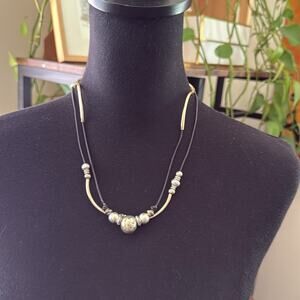 Lizzy James Silver & Gold Wavy Beaded Necklace